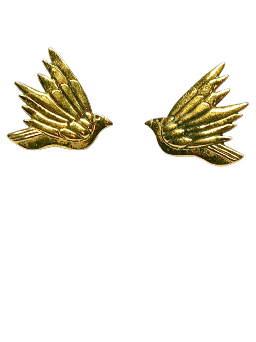 Laurel Burch Gold Tone Pierced Earrings Bird in Flight